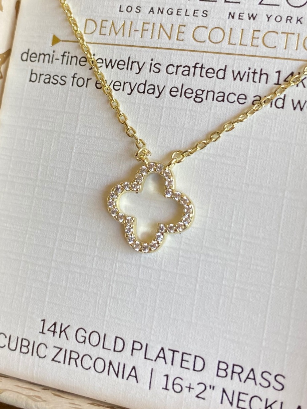NWT Rachel Zoe Demi-fine jewelry clover shape 16 + 2" necklace